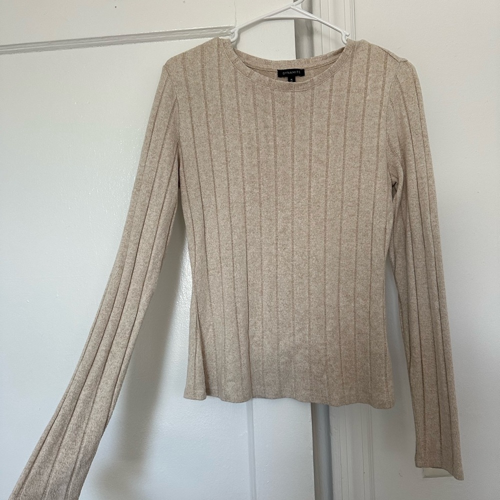 Oatmeal Ribbed Knit Top